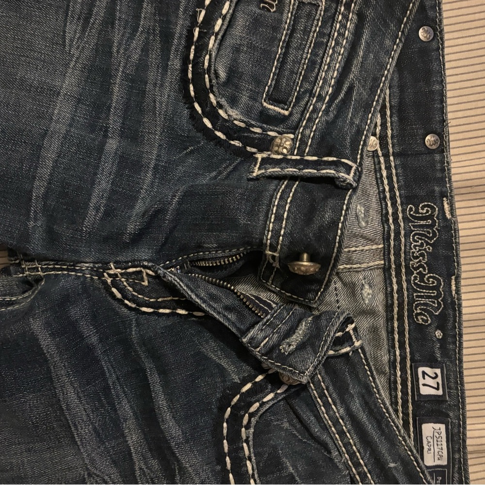 Miss Me Blue Bootcut Jeans with Contrast Stitching
